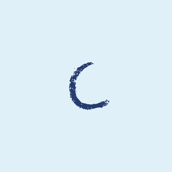 The image shows a simple blue crescent moon graphic with a white dot representing the sun, set against a light blue background.